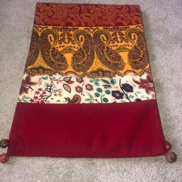 PIER 1 IMPORTS Multi-Color‎ Paisley Stripes TABLE RUNNER 72” x 13” Fall winter - Picture 8 of 14